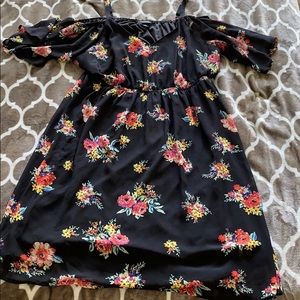 Floral chiffon cold shoulder dress